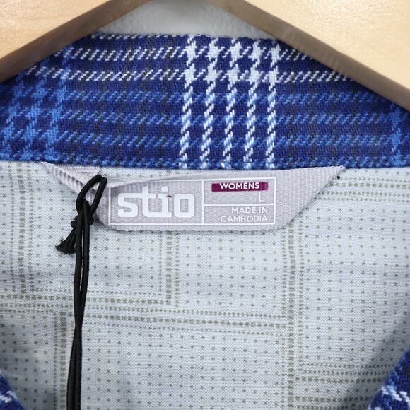 NWT Stio Hutkeeper Heavyweight Flannel Shirt In Mountain Shadow Plaid Blue Large - Picture 9 of 9
